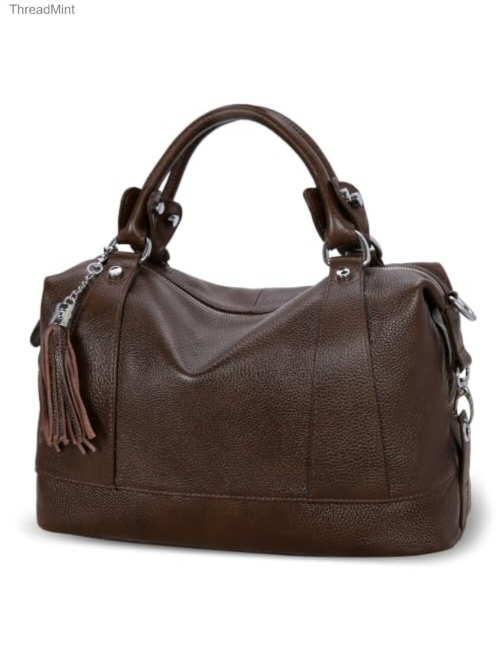Genuine Leather Satchel Handbag with Adjustable Strap